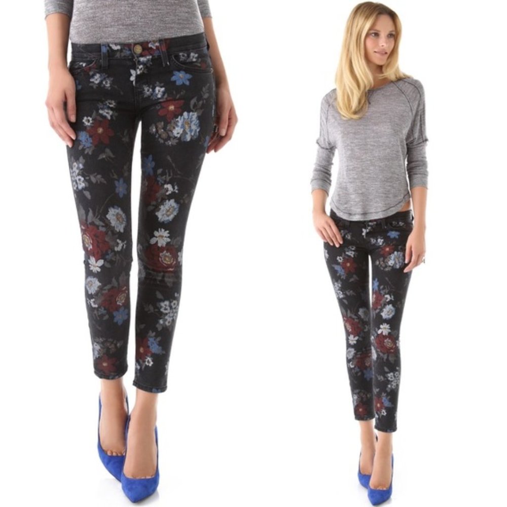 Current / Elliott Black Wildflower The Stiletto Skinny Jean Size 25